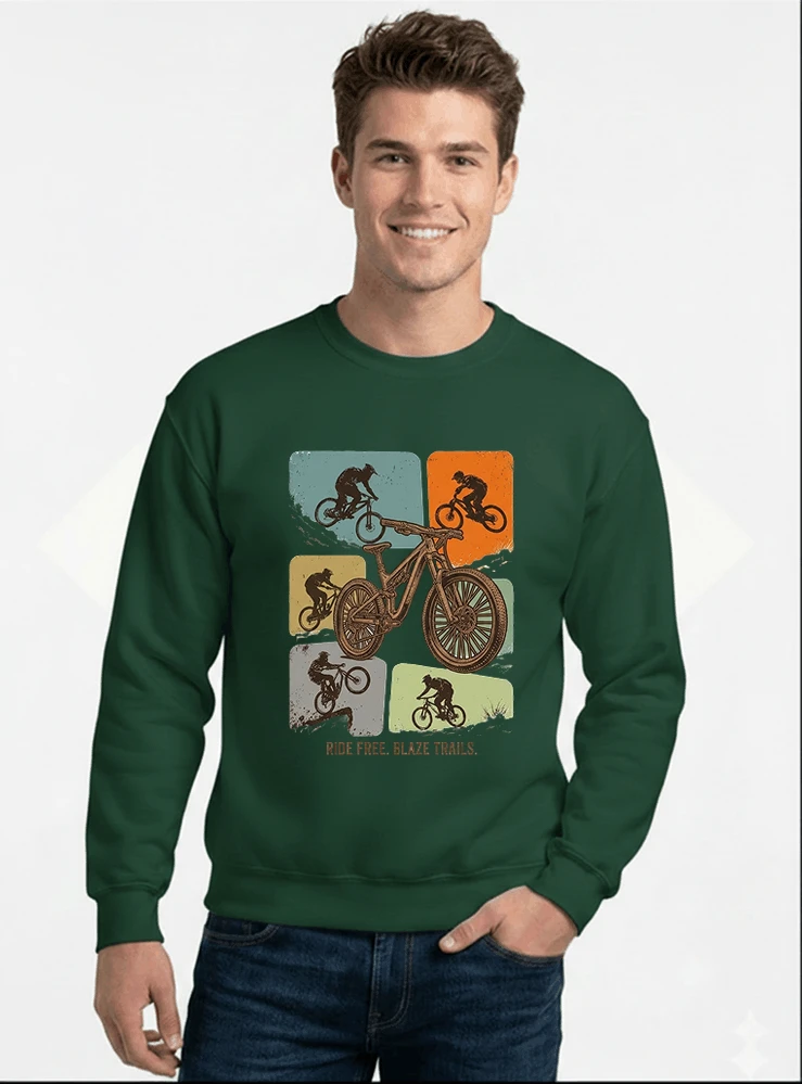 mountainbike t shirt retro mtb fahrrad shirt cooles geschenk fr mountainbiker radfahrer unisex shirt sweatshirt mit rundhalsausschnitt forest green