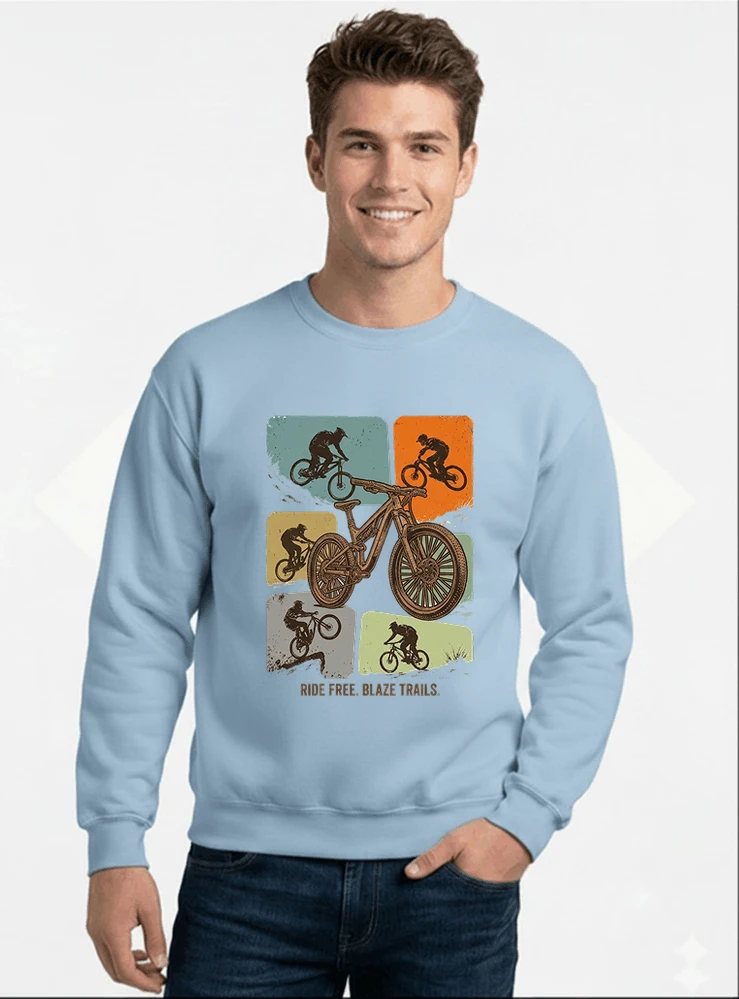 mountainbike t shirt retro mtb fahrrad shirt cooles geschenk fr mountainbiker radfahrer unisex shirt sweatshirt mit rundhalsausschnitt light blue