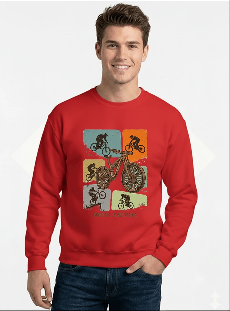 mountainbike t shirt retro mtb fahrrad shirt cooles geschenk fr mountainbiker radfahrer unisex shirt sweatshirt mit rundhalsausschnitt red