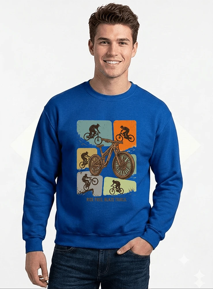 mountainbike t shirt retro mtb fahrrad shirt cooles geschenk fr mountainbiker radfahrer unisex shirt sweatshirt mit rundhalsausschnitt royal blue