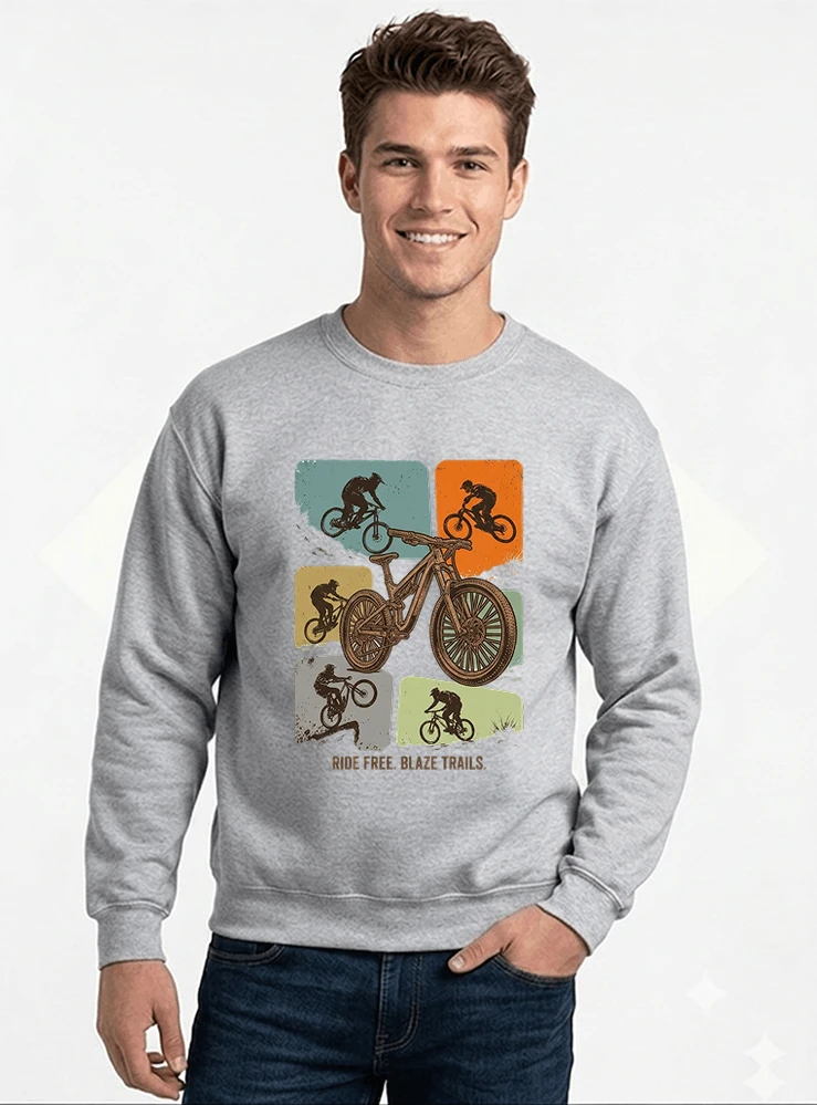 mountainbike t shirt retro mtb fahrrad shirt cooles geschenk fr mountainbiker radfahrer unisex shirt sweatshirt mit rundhalsausschnitt sport grey