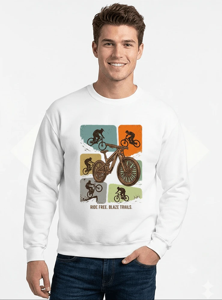 mountainbike t shirt retro mtb fahrrad shirt cooles geschenk fr mountainbiker radfahrer unisex shirt sweatshirt mit rundhalsausschnitt white