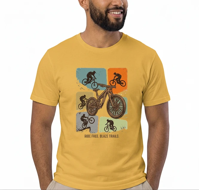mountainbike t shirt retro mtb fahrrad shirt cooles geschenk fr mountainbiker radfahrer unisex shirt t shirt gold