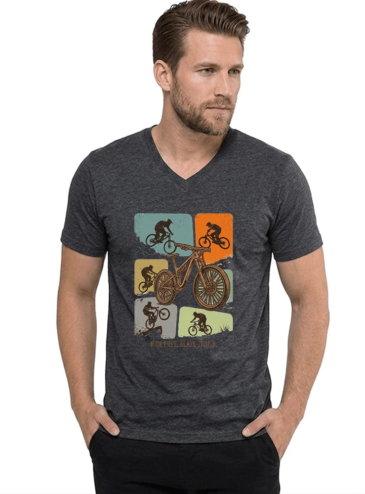 mountainbike t shirt retro mtb fahrrad shirt cooles geschenk fr mountainbiker radfahrer unisex shirt t shirt mit v ausschnitt anthracite melange