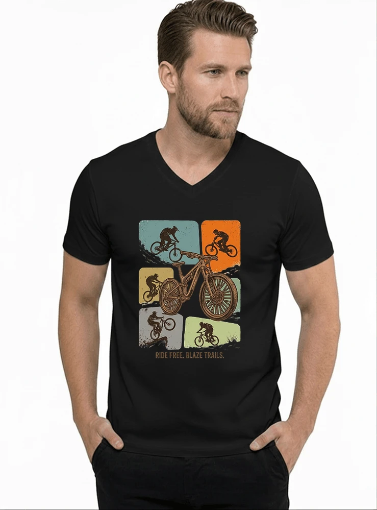mountainbike t shirt retro mtb fahrrad shirt cooles geschenk fr mountainbiker radfahrer unisex shirt t shirt mit v ausschnitt black