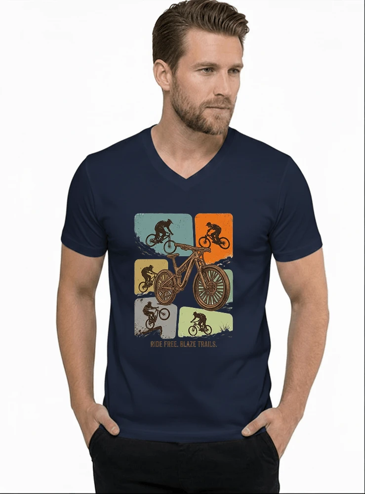 mountainbike t shirt retro mtb fahrrad shirt cooles geschenk fr mountainbiker radfahrer unisex shirt t shirt mit v ausschnitt navy