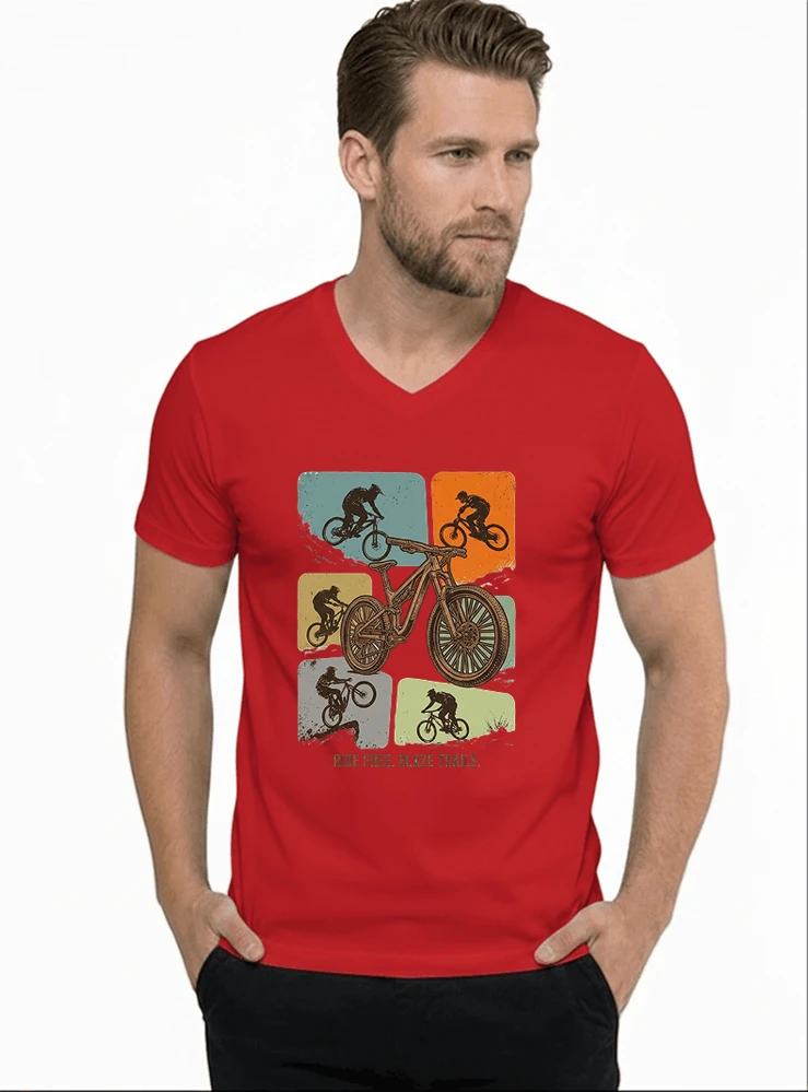 mountainbike t shirt retro mtb fahrrad shirt cooles geschenk fr mountainbiker radfahrer unisex shirt t shirt mit v ausschnitt red