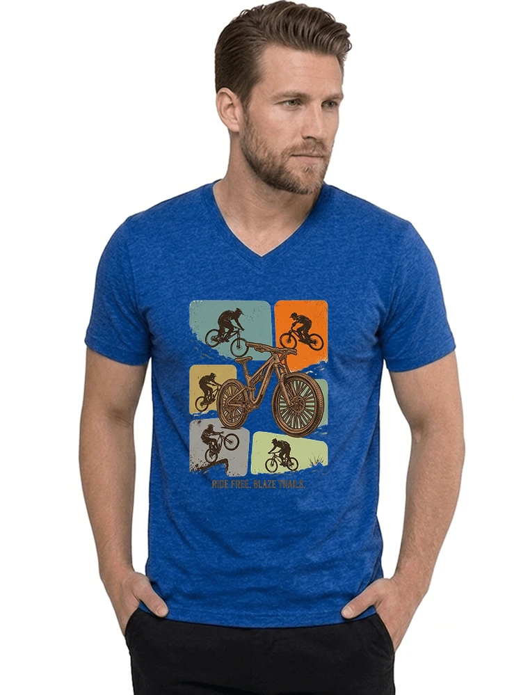 mountainbike t shirt retro mtb fahrrad shirt cooles geschenk fr mountainbiker radfahrer unisex shirt t shirt mit v ausschnitt royal blue
