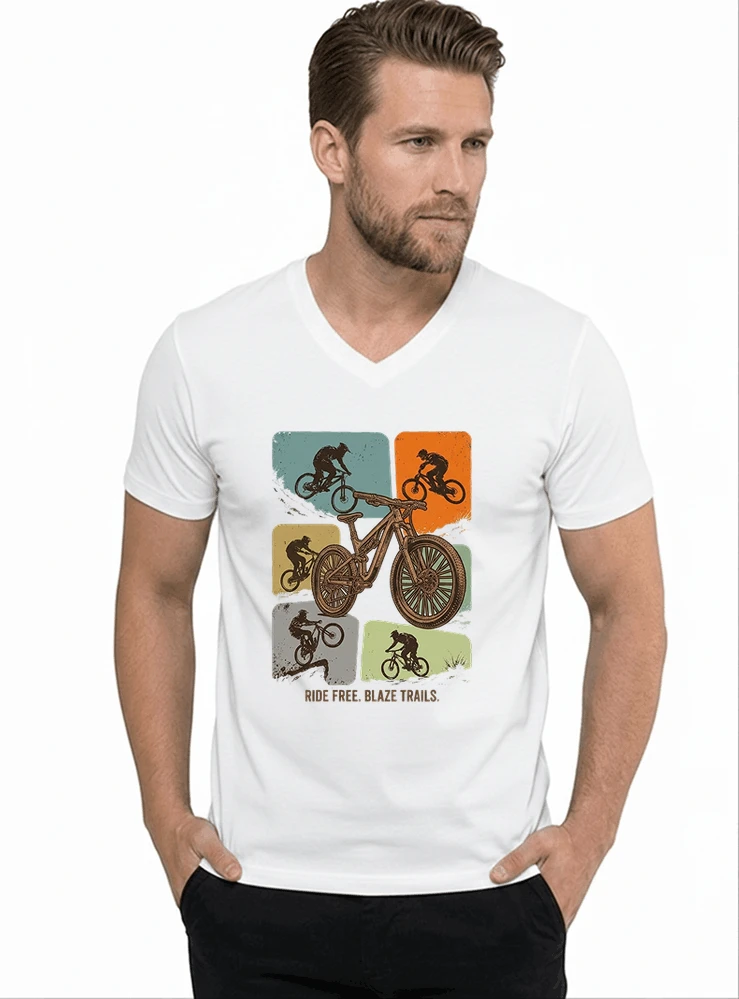mountainbike t shirt retro mtb fahrrad shirt cooles geschenk fr mountainbiker radfahrer unisex shirt t shirt mit v ausschnitt white