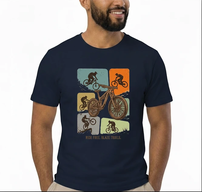 mountainbike t shirt retro mtb fahrrad shirt cooles geschenk fr mountainbiker radfahrer unisex shirt t shirt navy