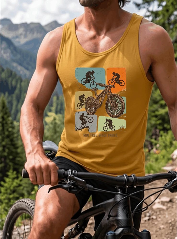 mountainbike t shirt retro mtb fahrrad shirt cooles geschenk fr mountainbiker radfahrer unisex shirt tanktop gold