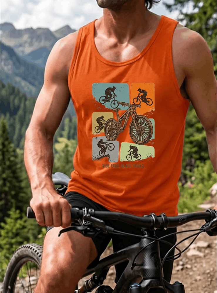 mountainbike t shirt retro mtb fahrrad shirt cooles geschenk fr mountainbiker radfahrer unisex shirt tanktop orange