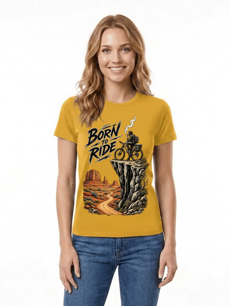 mtb abenteuer t shirt bikepacking outdoor radfahrer geschenk damen t shirt gold