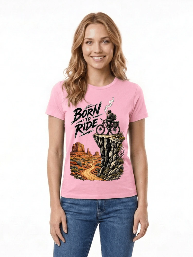 mtb abenteuer t shirt bikepacking outdoor radfahrer geschenk damen t shirt light pink