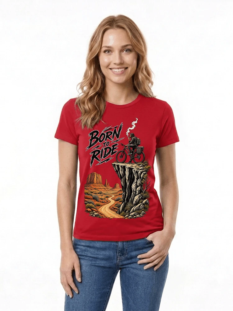 mtb abenteuer t shirt bikepacking outdoor radfahrer geschenk damen t shirt red