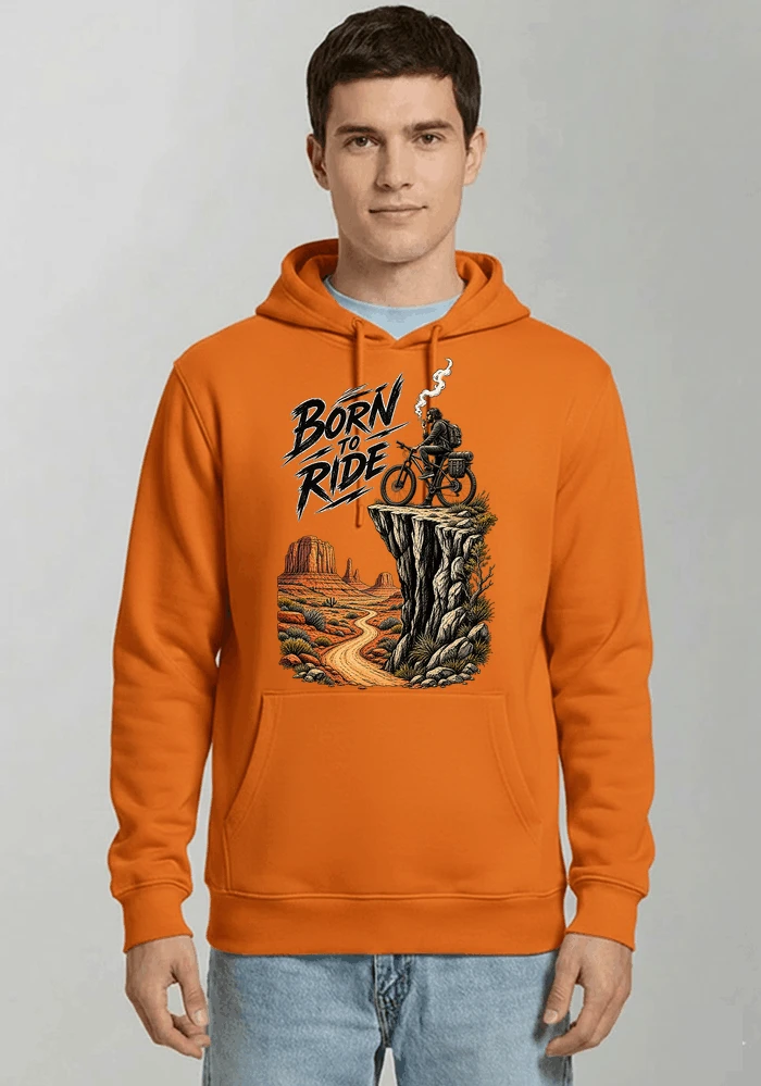 mtb abenteuer t shirt bikepacking outdoor radfahrer geschenk kapuzenpullover orange