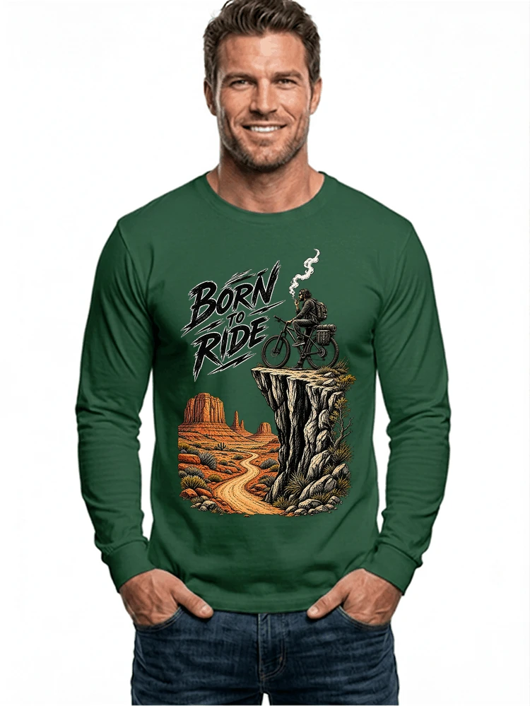 mtb abenteuer t shirt bikepacking outdoor radfahrer geschenk langarmshirt forest green