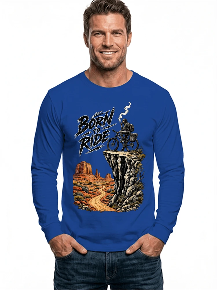 mtb abenteuer t shirt bikepacking outdoor radfahrer geschenk langarmshirt royal blue