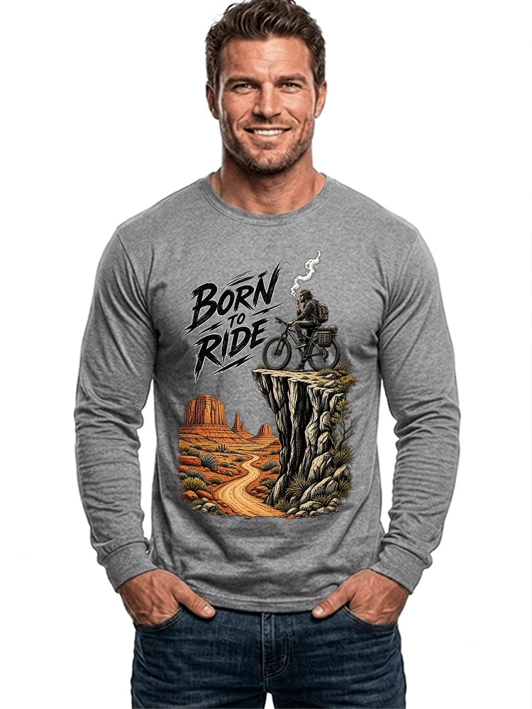 mtb abenteuer t shirt bikepacking outdoor radfahrer geschenk langarmshirt sport grey