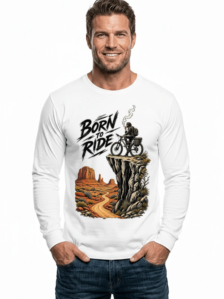 mtb abenteuer t shirt bikepacking outdoor radfahrer geschenk langarmshirt white