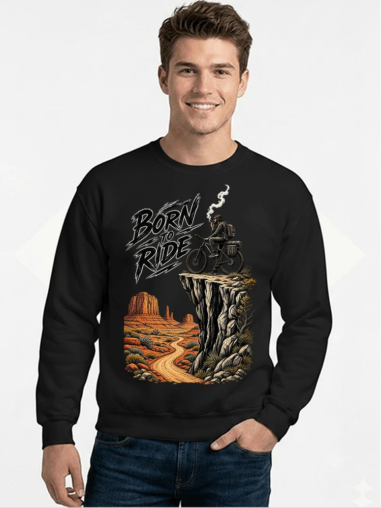 mtb abenteuer t shirt bikepacking outdoor radfahrer geschenk sweatshirt mit rundhalsausschnitt black