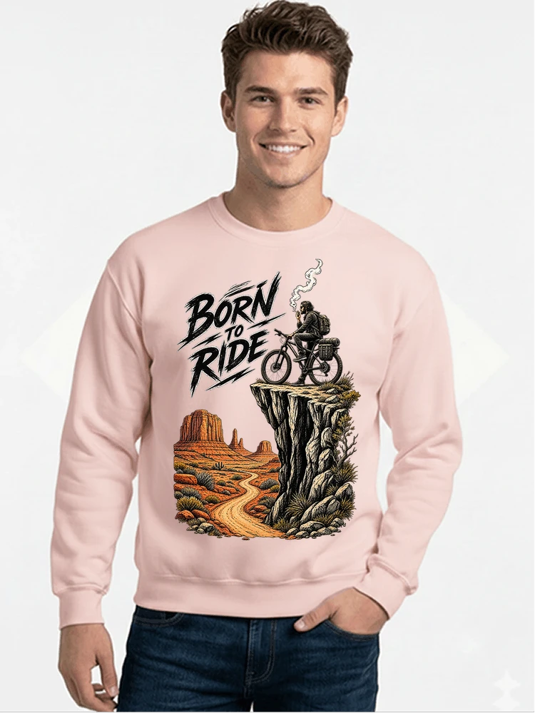 mtb abenteuer t shirt bikepacking outdoor radfahrer geschenk sweatshirt mit rundhalsausschnitt light pink