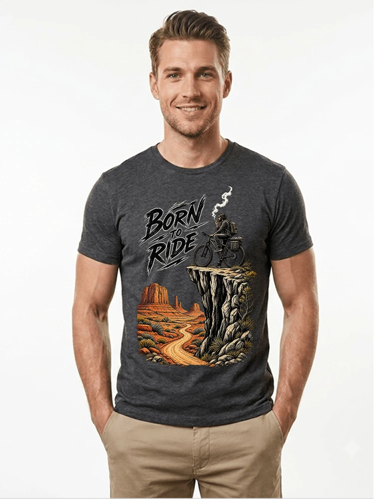 mtb abenteuer t shirt bikepacking outdoor radfahrer geschenk t shirt anthracite melange