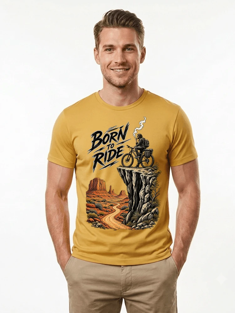 mtb abenteuer t shirt bikepacking outdoor radfahrer geschenk t shirt gold