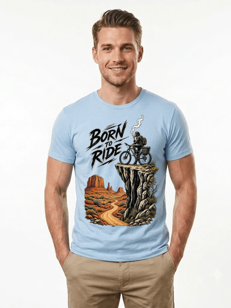 mtb abenteuer t shirt bikepacking outdoor radfahrer geschenk t shirt light blue