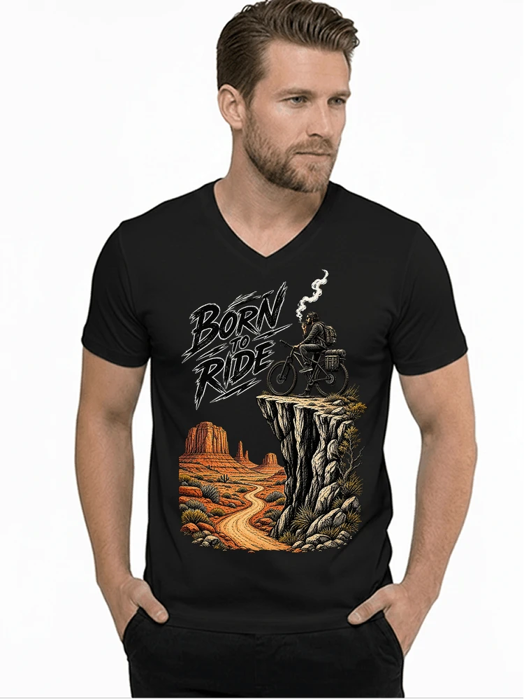 mtb abenteuer t shirt bikepacking outdoor radfahrer geschenk t shirt mit v ausschnitt black