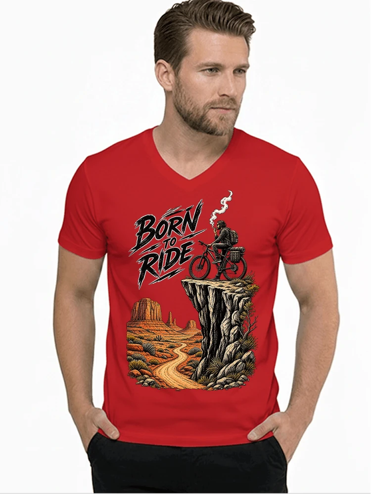 mtb abenteuer t shirt bikepacking outdoor radfahrer geschenk t shirt mit v ausschnitt red