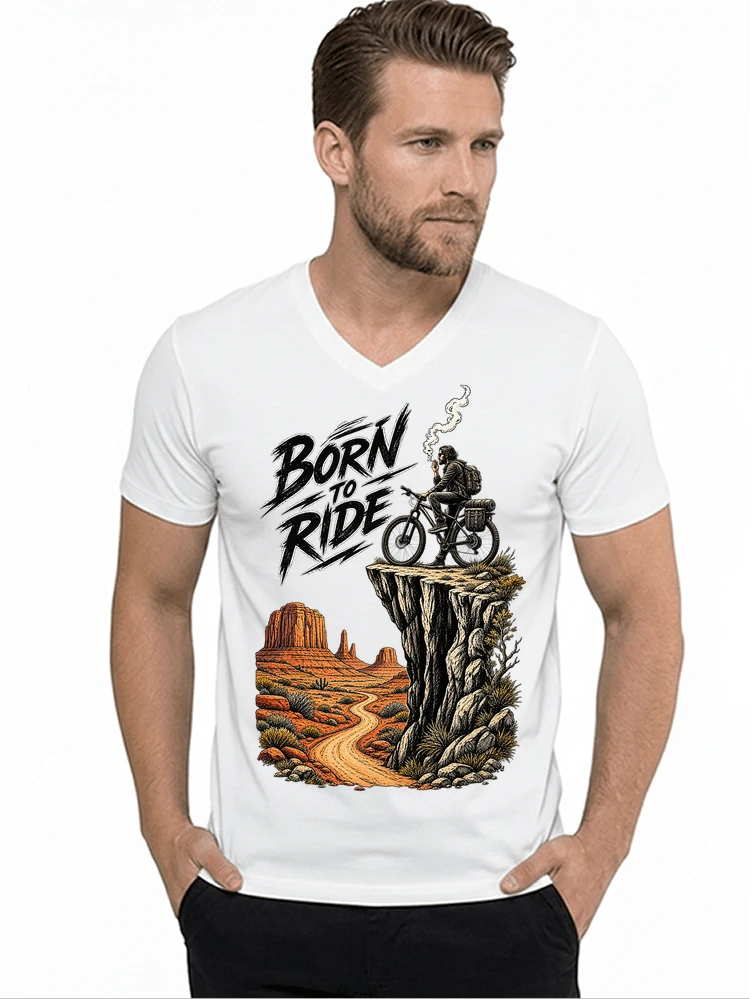 mtb abenteuer t shirt bikepacking outdoor radfahrer geschenk t shirt mit v ausschnitt white