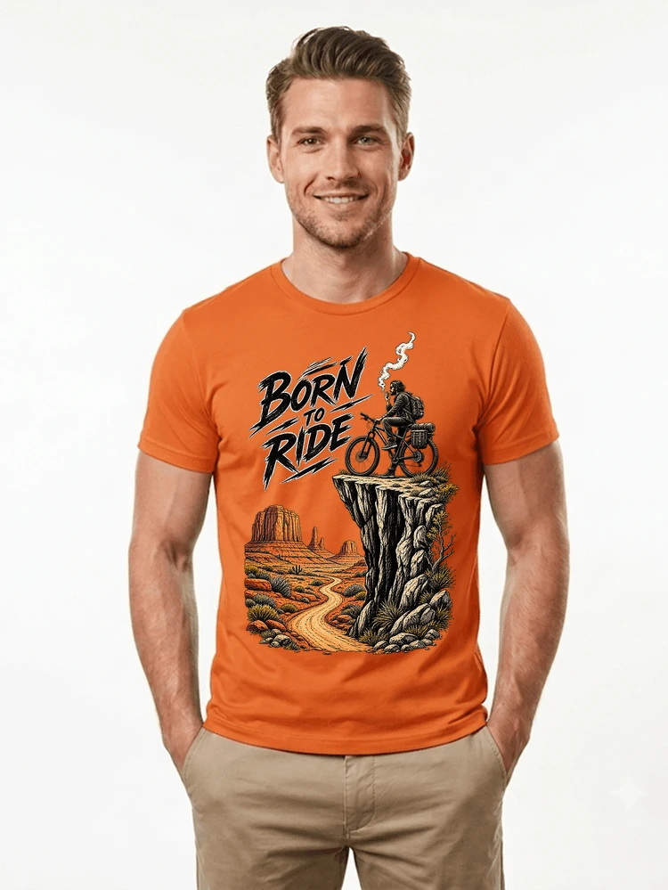mtb abenteuer t shirt bikepacking outdoor radfahrer geschenk t shirt orange