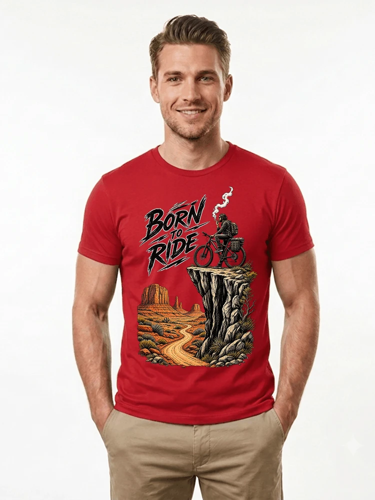 mtb abenteuer t shirt bikepacking outdoor radfahrer geschenk t shirt red