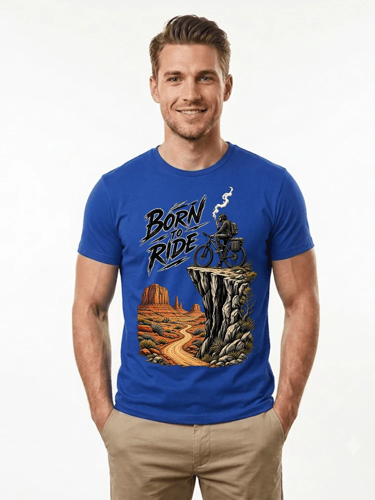 mtb abenteuer t shirt bikepacking outdoor radfahrer geschenk t shirt royal blue