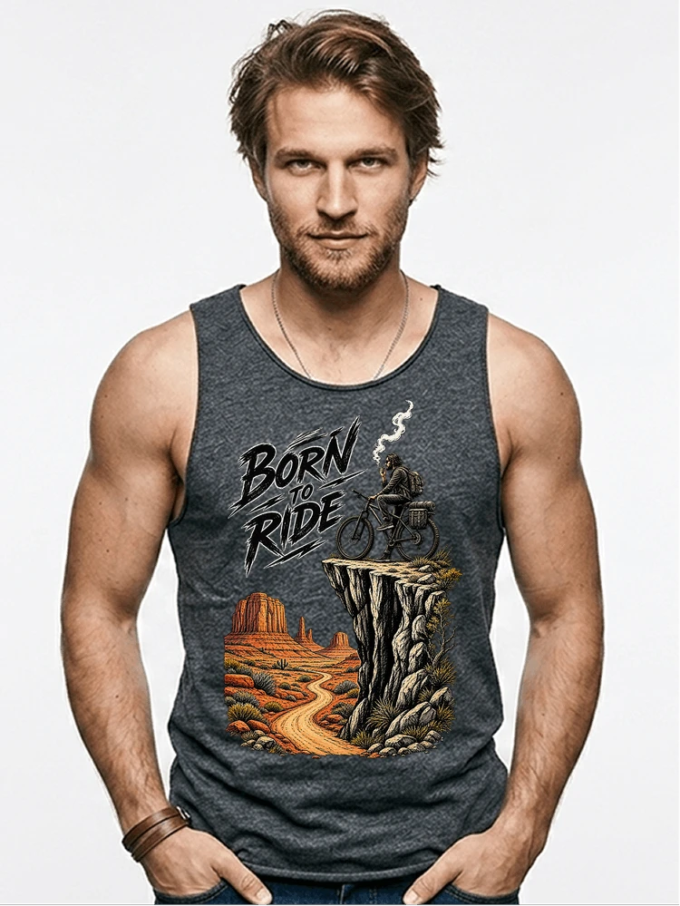 mtb abenteuer t shirt bikepacking outdoor radfahrer geschenk tanktop anthracite melange