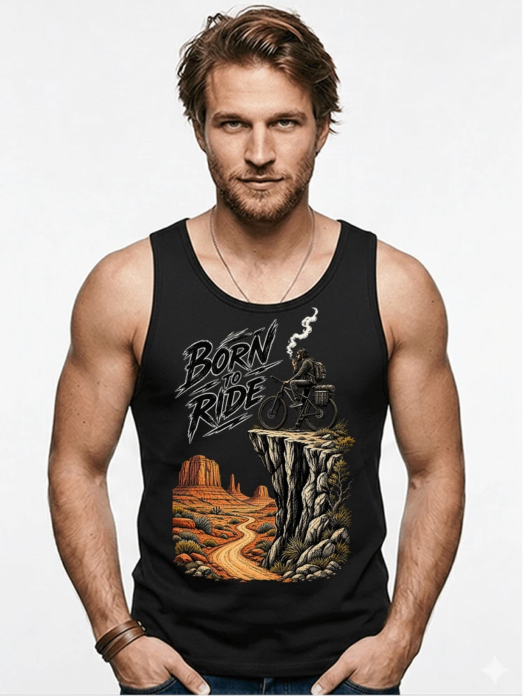 mtb abenteuer t shirt bikepacking outdoor radfahrer geschenk tanktop black