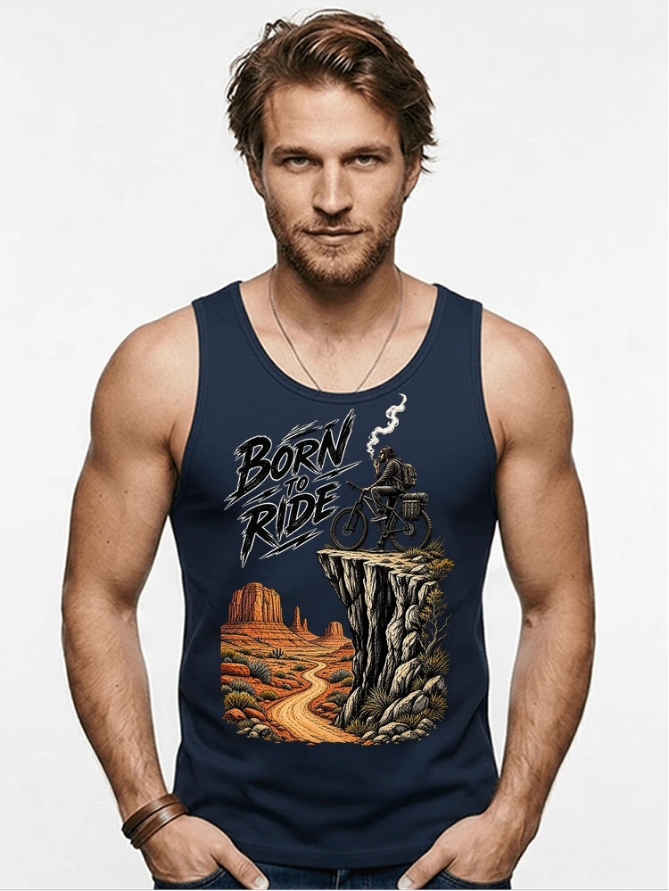 mtb abenteuer t shirt bikepacking outdoor radfahrer geschenk tanktop navy
