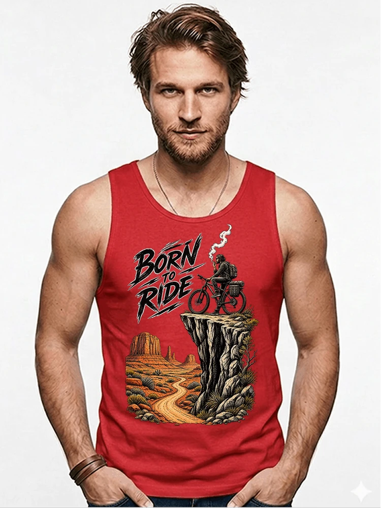 mtb abenteuer t shirt bikepacking outdoor radfahrer geschenk tanktop red