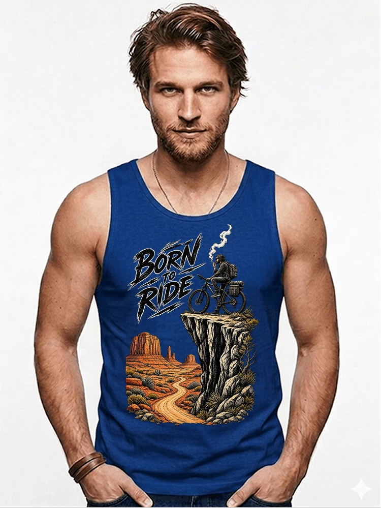 mtb abenteuer t shirt bikepacking outdoor radfahrer geschenk tanktop royal blue