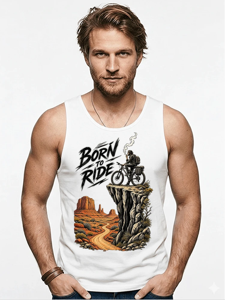 mtb abenteuer t shirt bikepacking outdoor radfahrer geschenk tanktop white