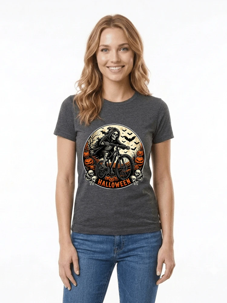 mtb biker t shirt halloween skeleton shirt damen t shirt anthracite melange