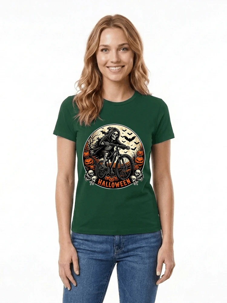 mtb biker t shirt halloween skeleton shirt damen t shirt forest green