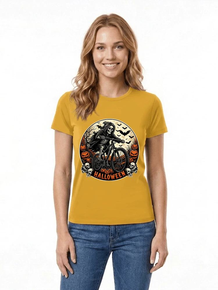 mtb biker t shirt halloween skeleton shirt damen t shirt gold