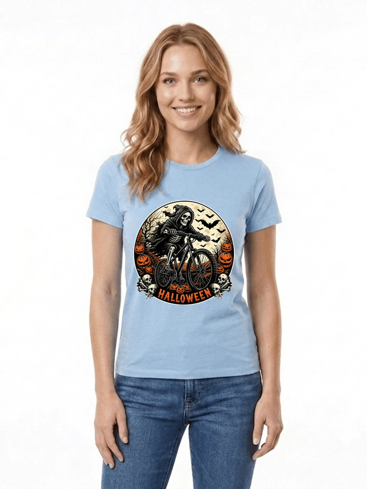 mtb biker t shirt halloween skeleton shirt damen t shirt light blue