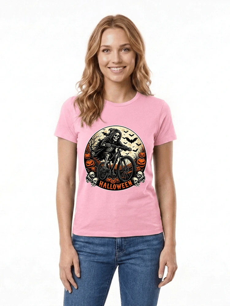 mtb biker t shirt halloween skeleton shirt damen t shirt light pink