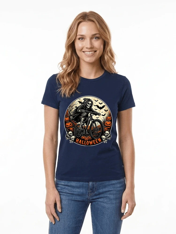 mtb biker t shirt halloween skeleton shirt damen t shirt navy