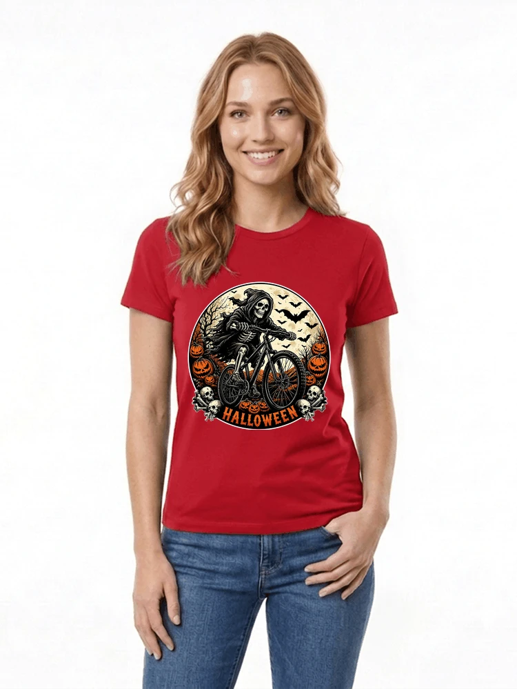 mtb biker t shirt halloween skeleton shirt damen t shirt red
