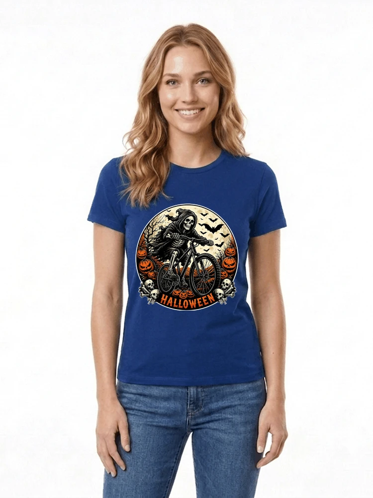 mtb biker t shirt halloween skeleton shirt damen t shirt royal blue