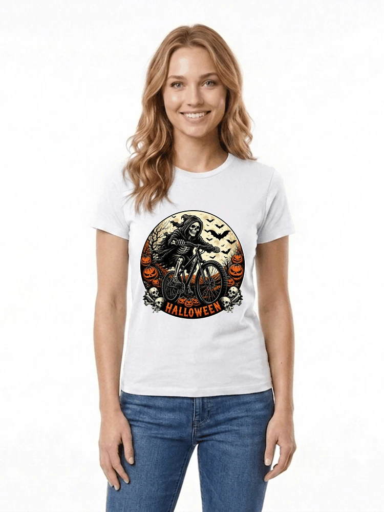 mtb biker t shirt halloween skeleton shirt damen t shirt white